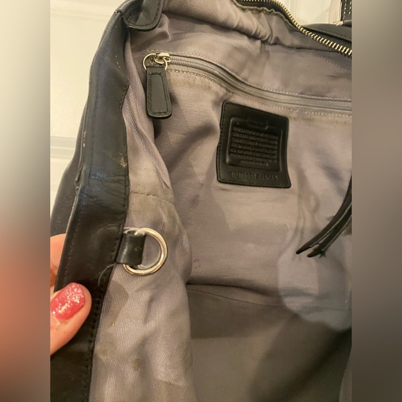 COACH SOHO PLEATED BLACK LEATHER SHOULDER BAG SHOPPER TOTE. Zips like a jacket. - Picture 12 of 12